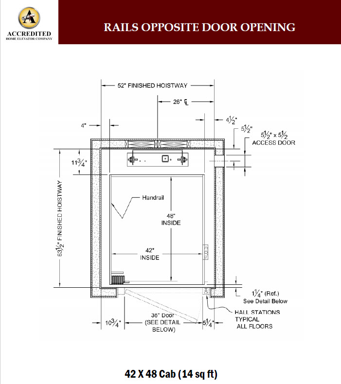  1C (Rails Opposite Door Opening) 42 X 48
